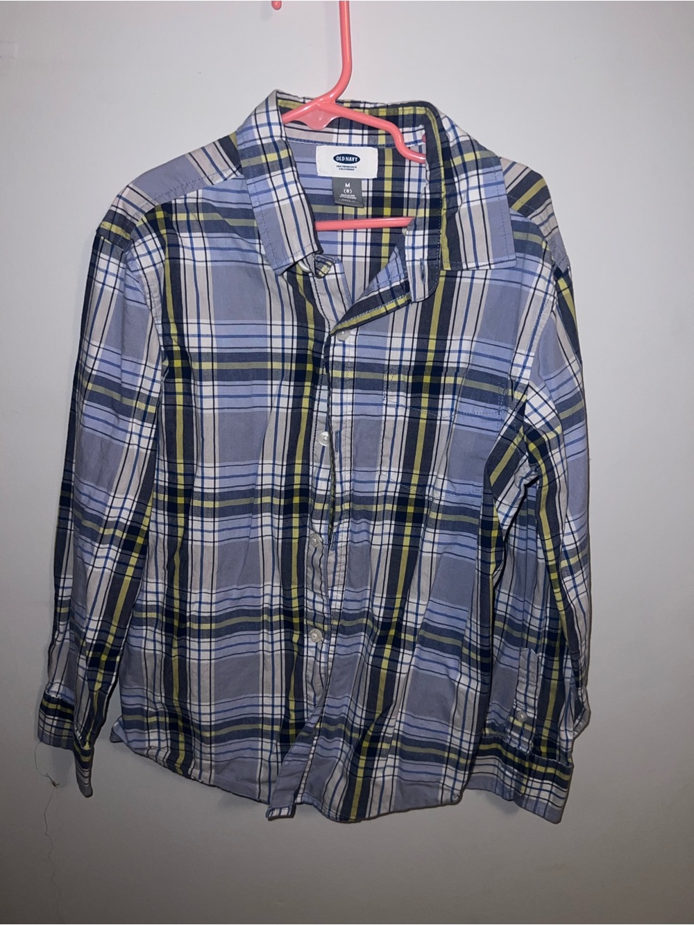 Old Navy Boys Blue and Yellow Plaid Button-Down Shirt